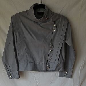 Noize Gray Retro 80s Shirt, Colar Neckline Asymmetrical Design Space Age Love